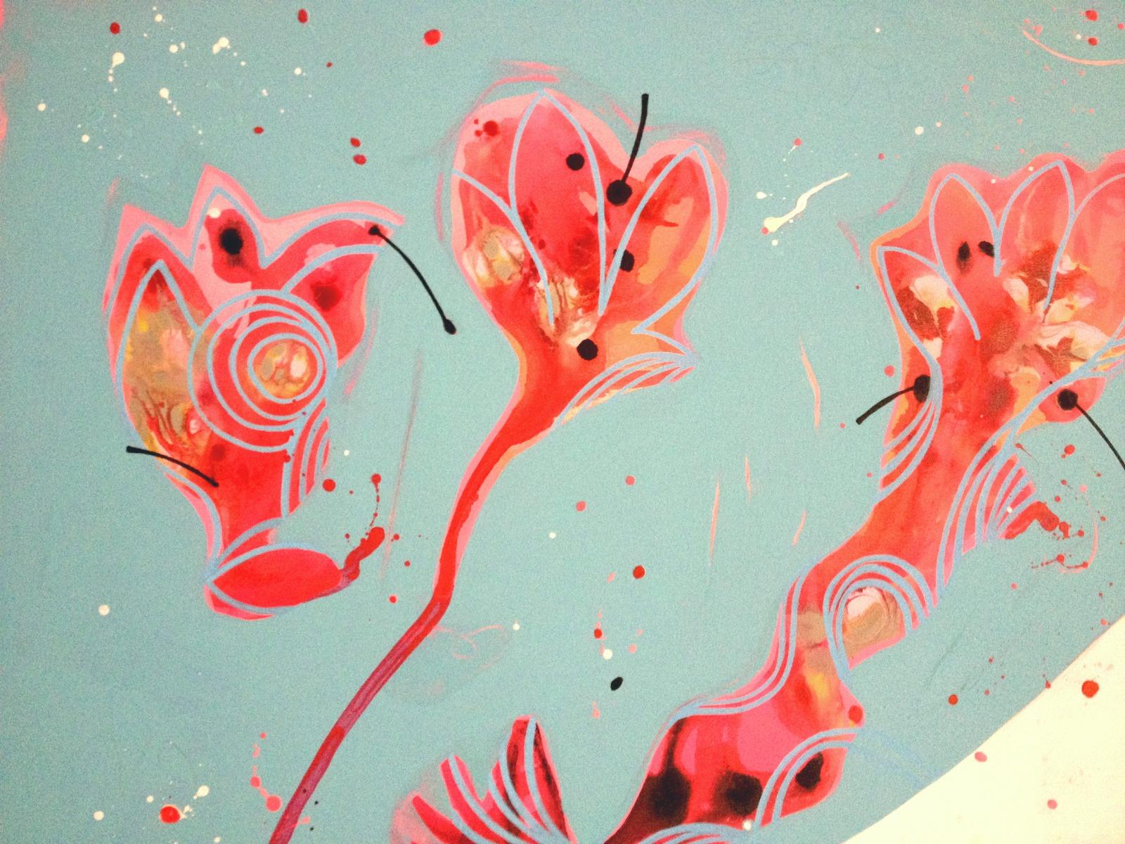 Smell Of Magnolias Contemporary Abstract Composition - Painting by Malgosia Kiernozycka