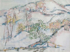 Landscape with Mountain View Watercolor