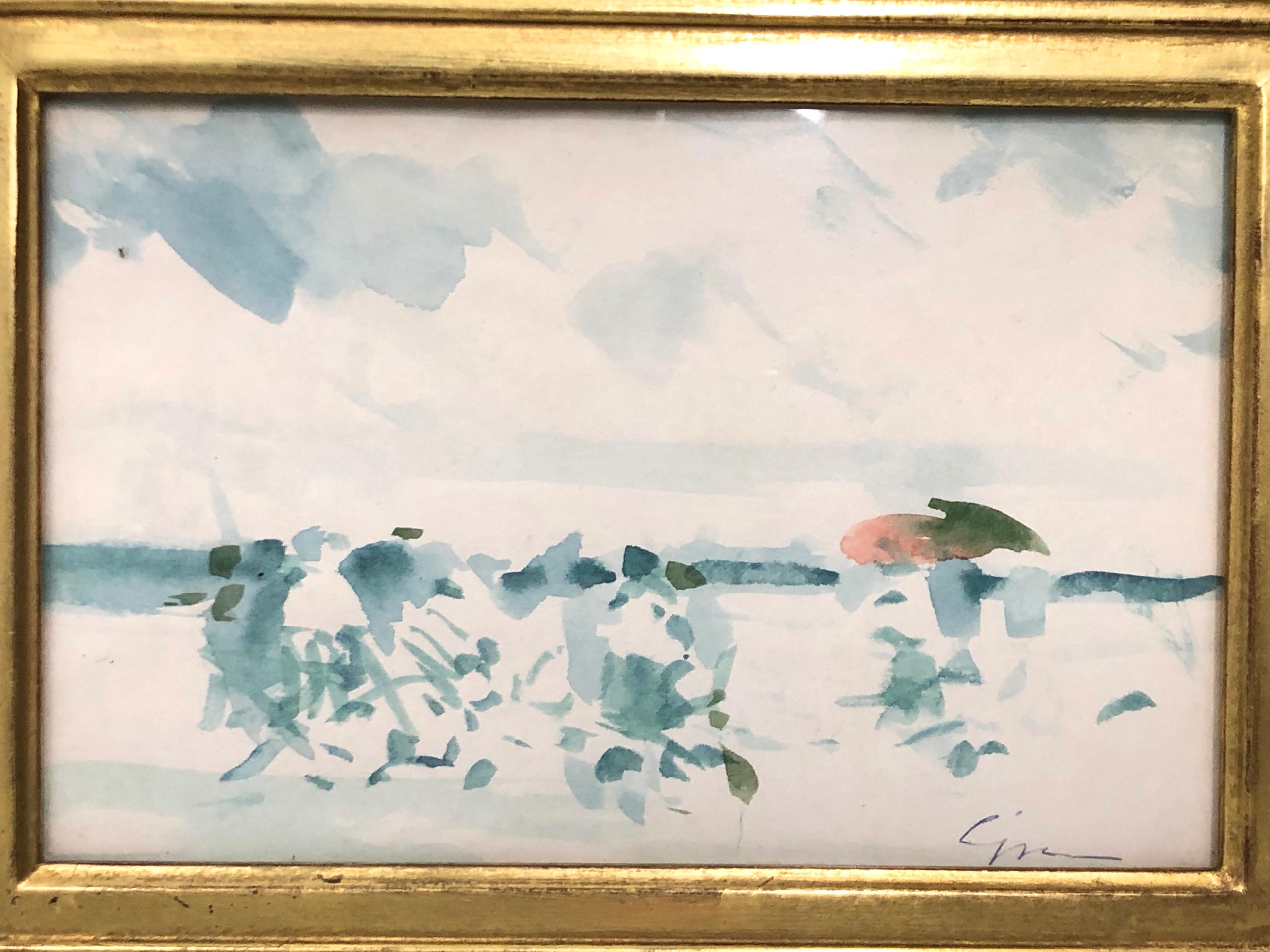 On The Beach Small Work on Paper - Art by André Gisson