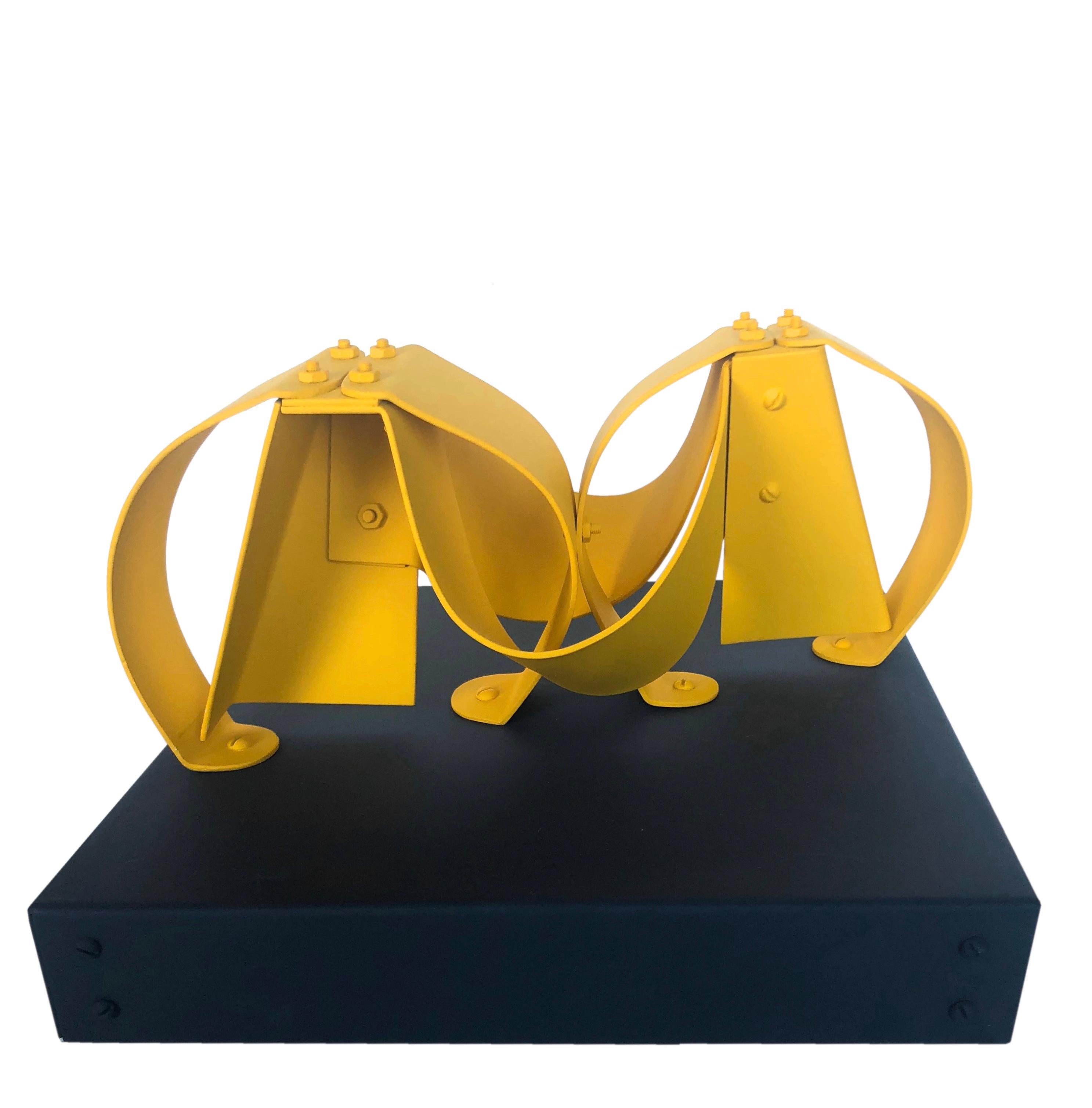 Edgard Negret Abstract Sculpture - Geminis Yellow Sculpture 