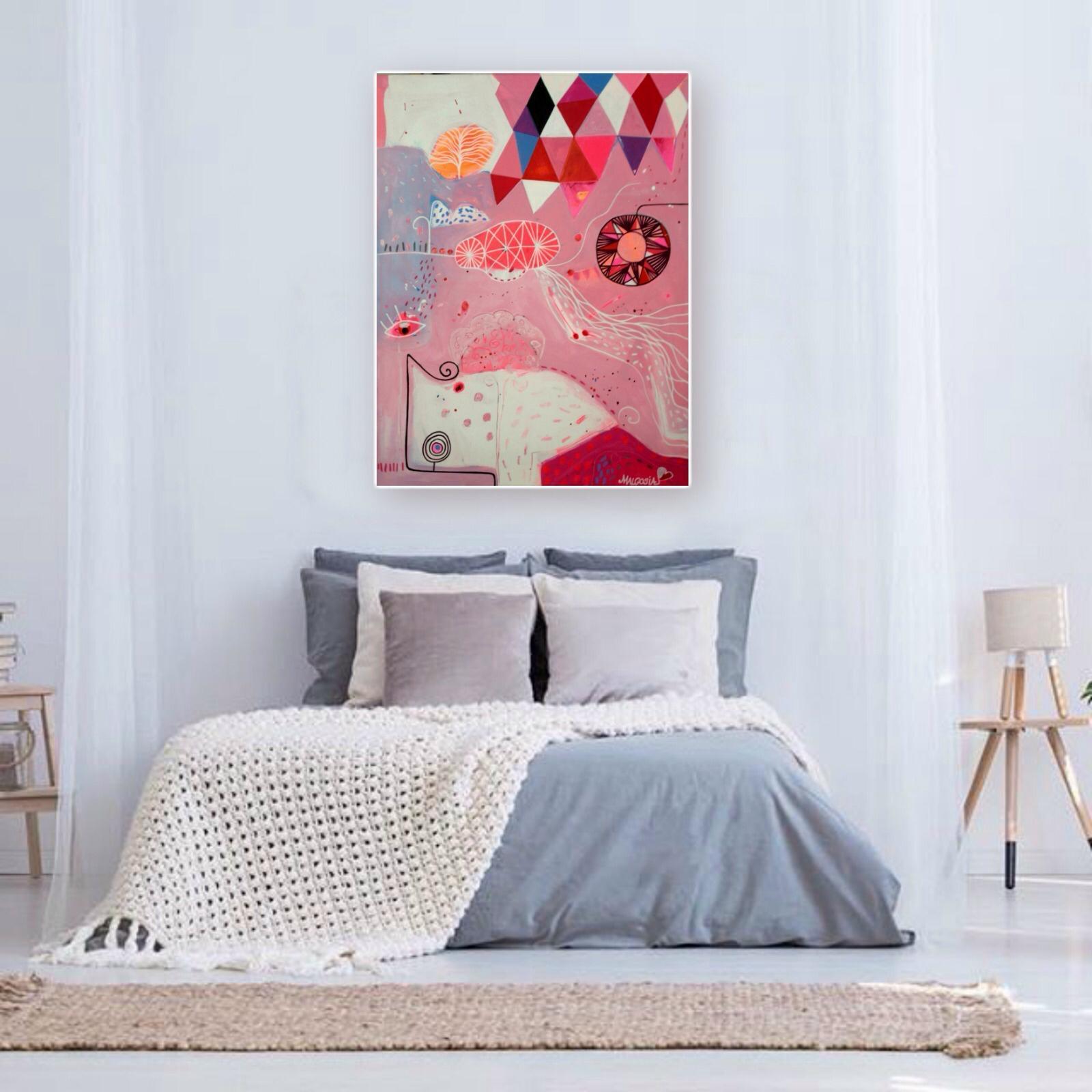 Queen Of Pink Night Figurative Abstract  - Painting by Malgosia Kiernozycka