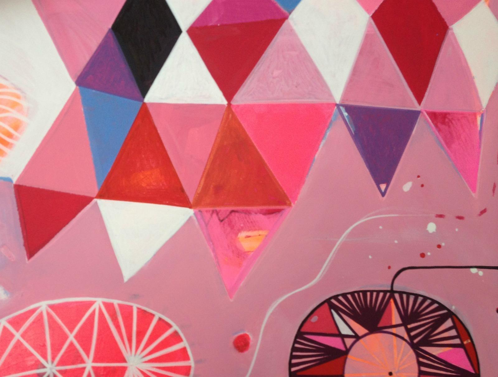 Regina della Notte Rosa Figurativa Astratta - Painting Espressionismo astratto di Malgosia Kiernozycka