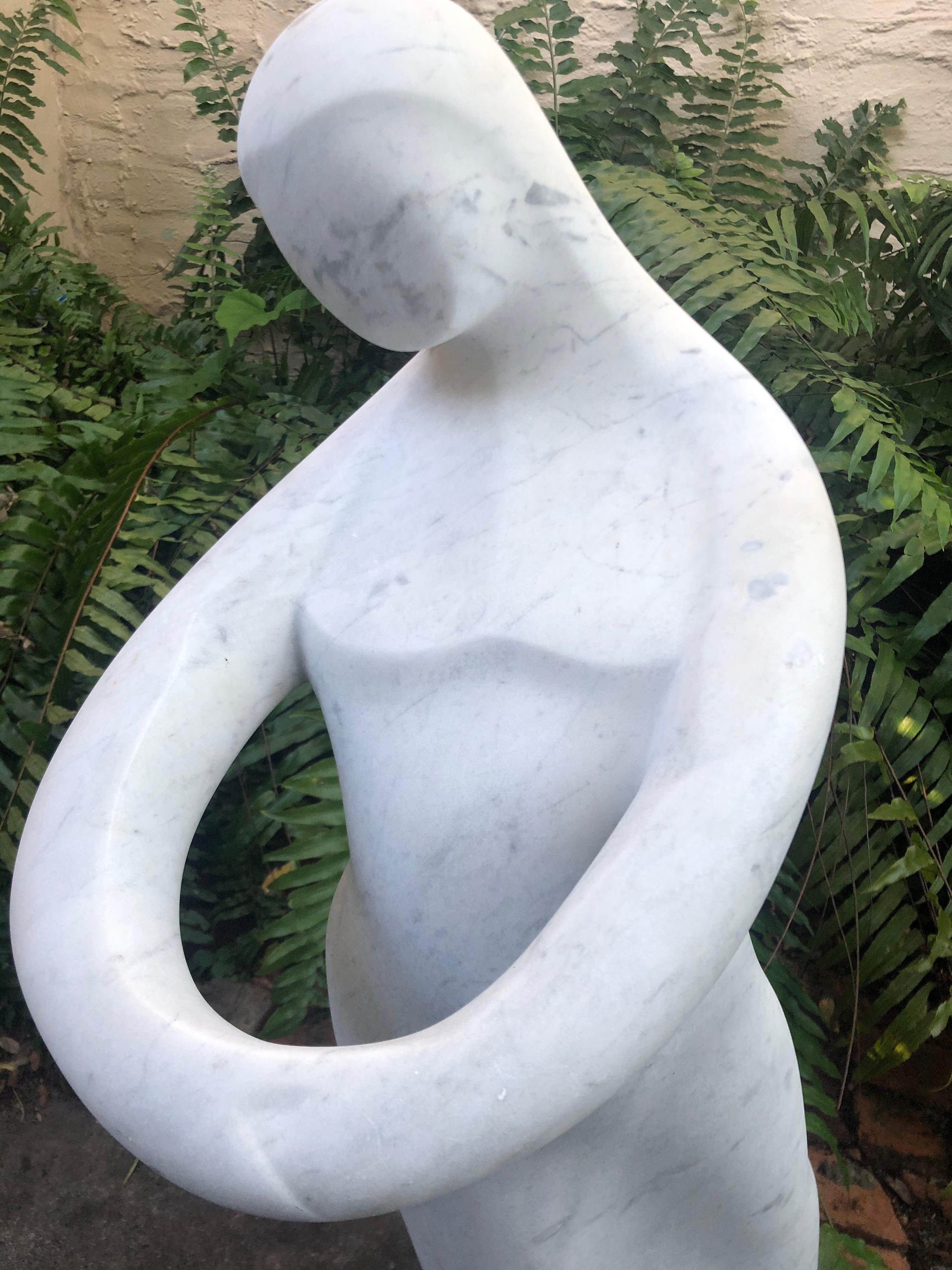 Madonna White Marble Sculpture  - Gray Figurative Sculpture by Miriam Shelton 