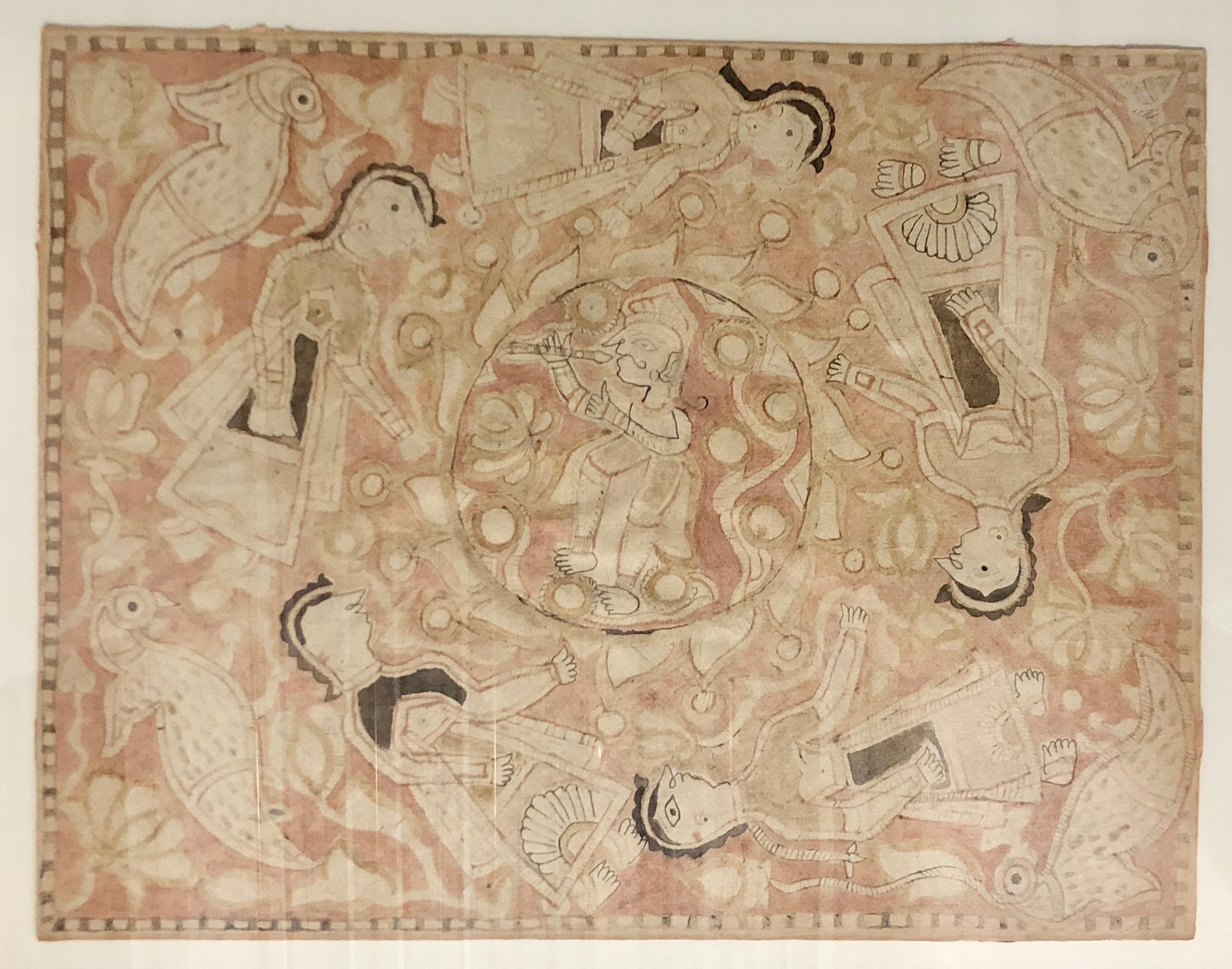  Figures et oiseaux indiennes Mithila Folk Art  en vente 1