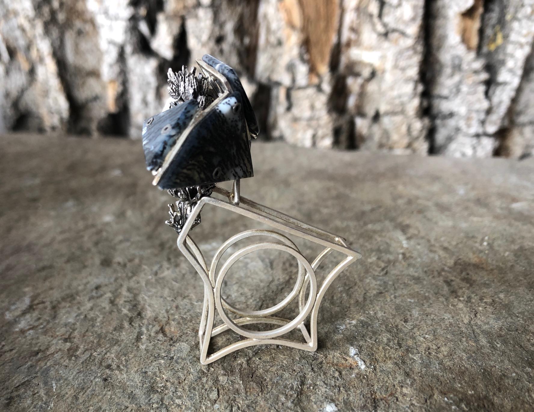 Continuance Ring 3 is a one-of-a kind wearable art piece by Alexandra Forsythe and part of the Instantiating Time Collection.  A body of work reflecting objects that both embody and symbolize time.  Instantiate means to represent or manifest an