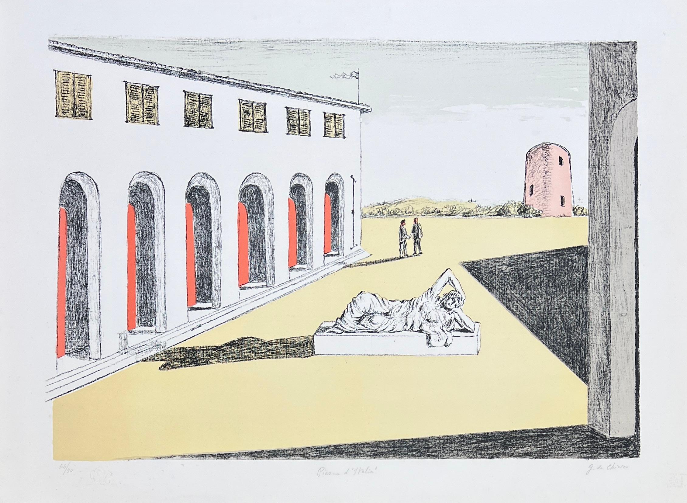 Giorgio De Chirico ( 1888 - 1978 ) - Litografia colorata su carta - 1969 in vendita 1