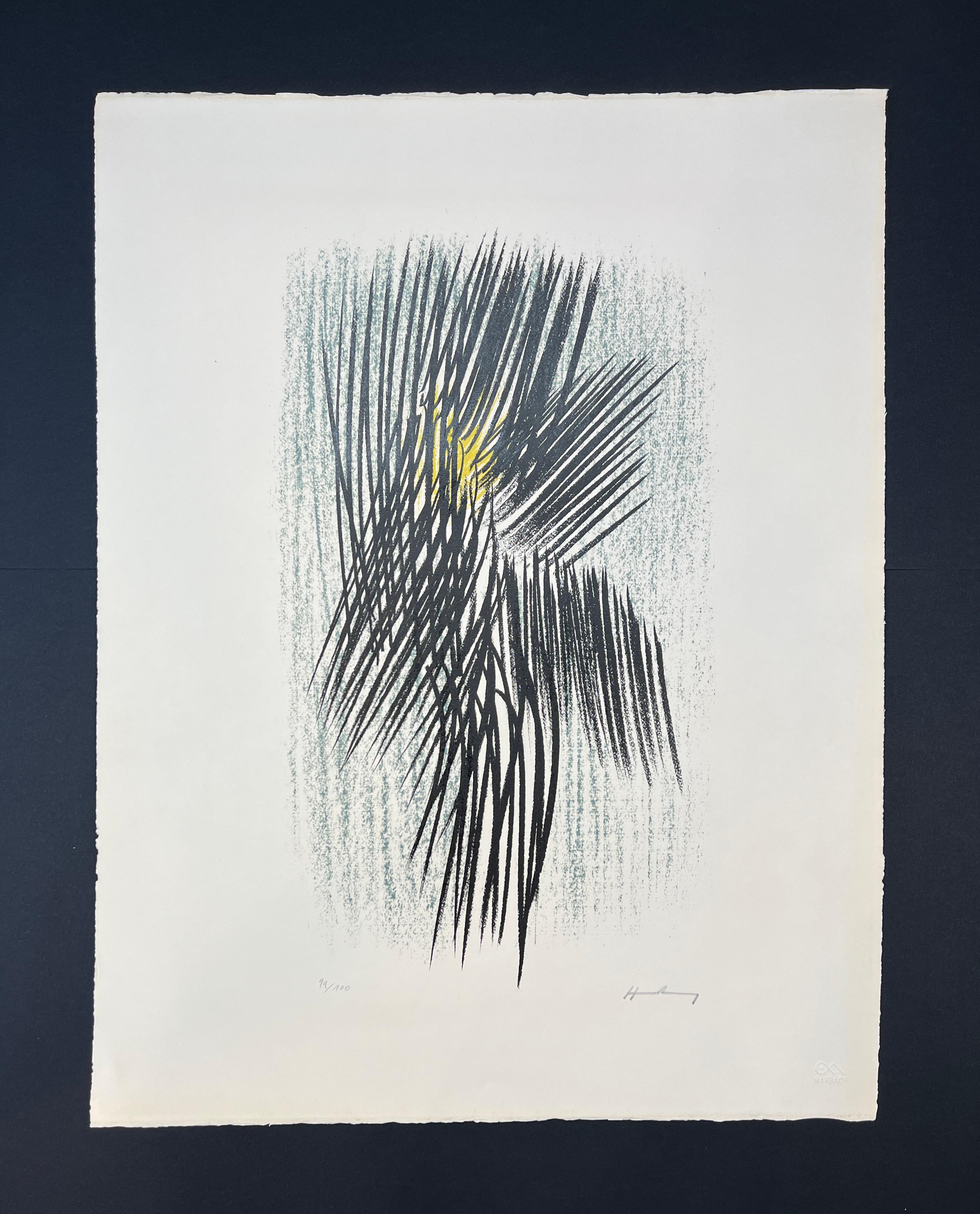 Hans Hartung (1904-1989) - L 22 - 1957 - Litografia a colori su carta BFK Rives in vendita 1