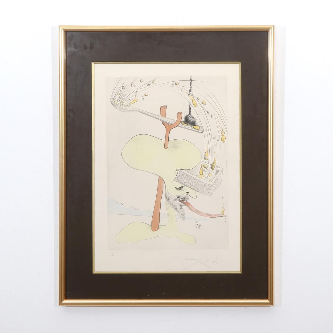 Salvador Dalí (1904-1989) - Quevedos Visiones - Punta seca coloreada a mano
