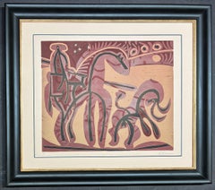 Pablo Picasso (1881-1973)-Picador et Taureau-Linolschnitt in Farben auf Arches-Papier