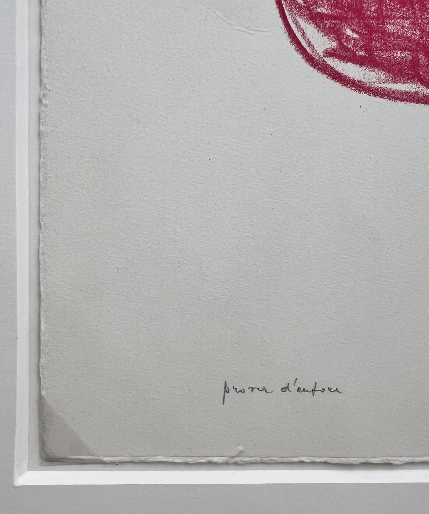 Concetto Spaziale, 1967 
Lithographie mit handgeschnittenem zentralen Schrägschnitt von Fontana selbst
limitierte Auflage, 
Vom Künstler mit Bleistift signiert und nummeriert als 