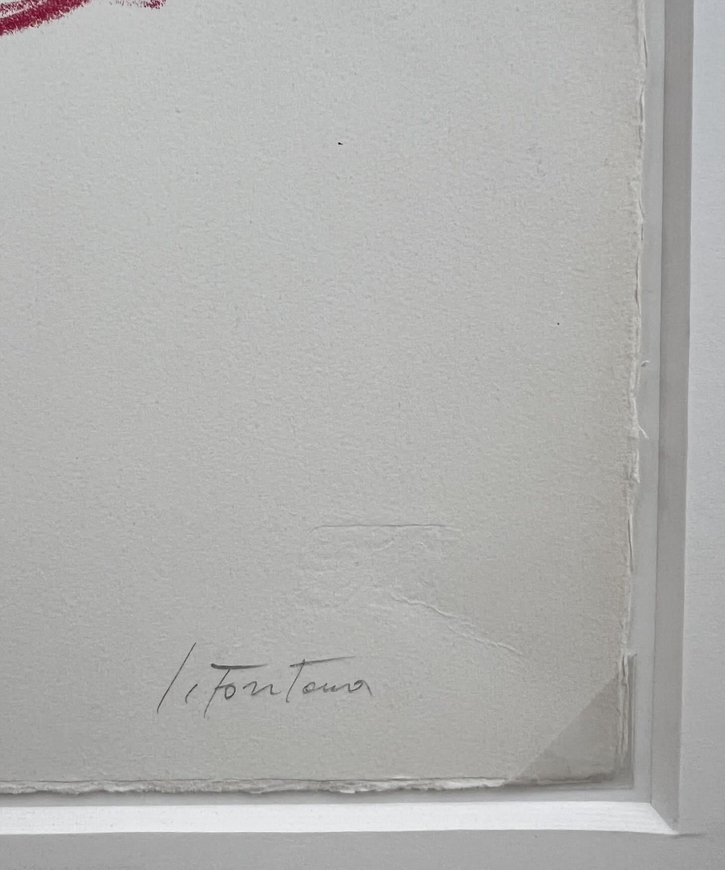 LUCIO FONTANA - Lithographie mit handgeschnittenem zentralen Schrägschnitt von Fontana -1967 1