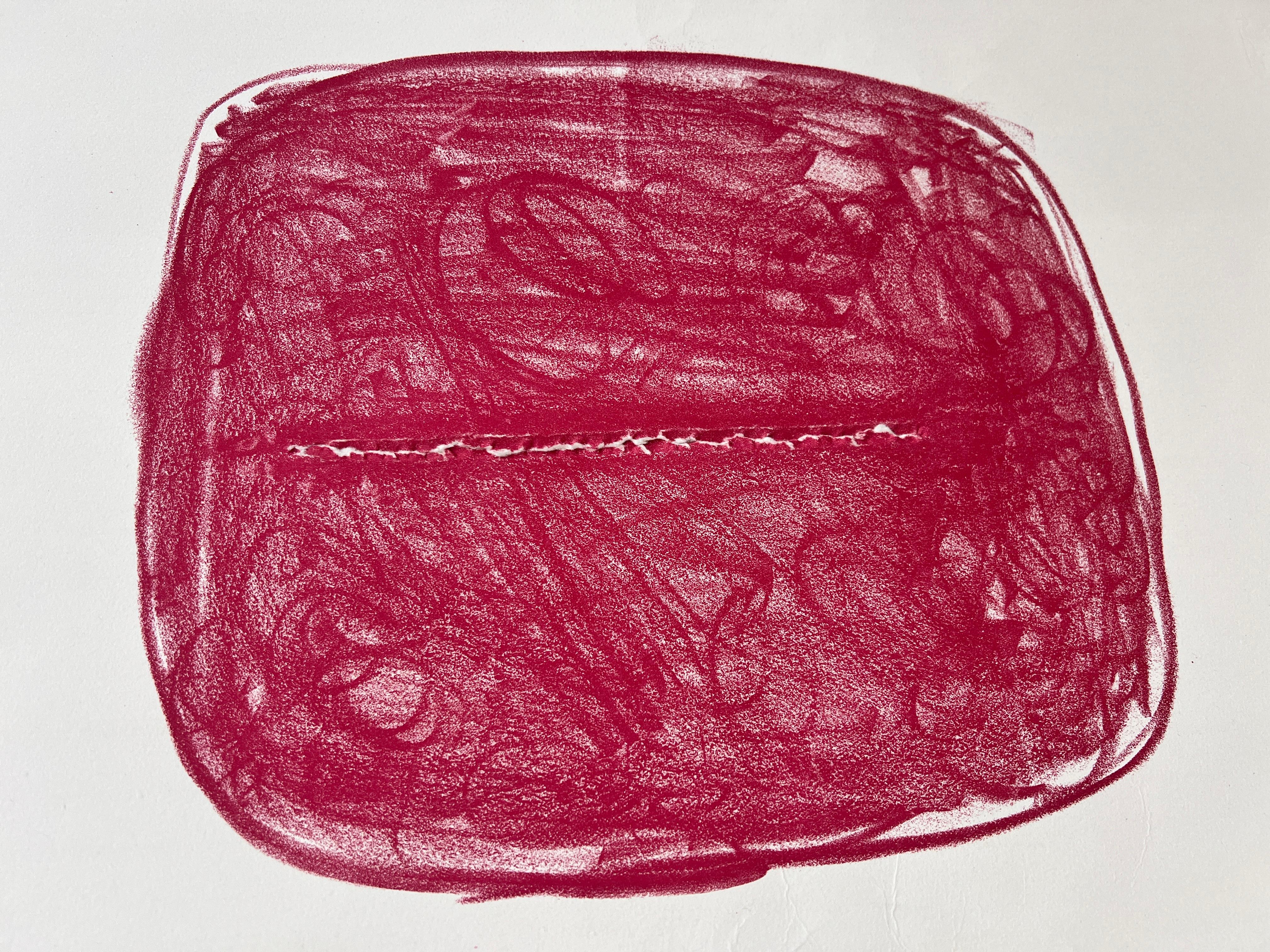 LUCIO FONTANA - Lithographie mit handgeschnittenem zentralen Schrägschnitt von Fontana -1967 2