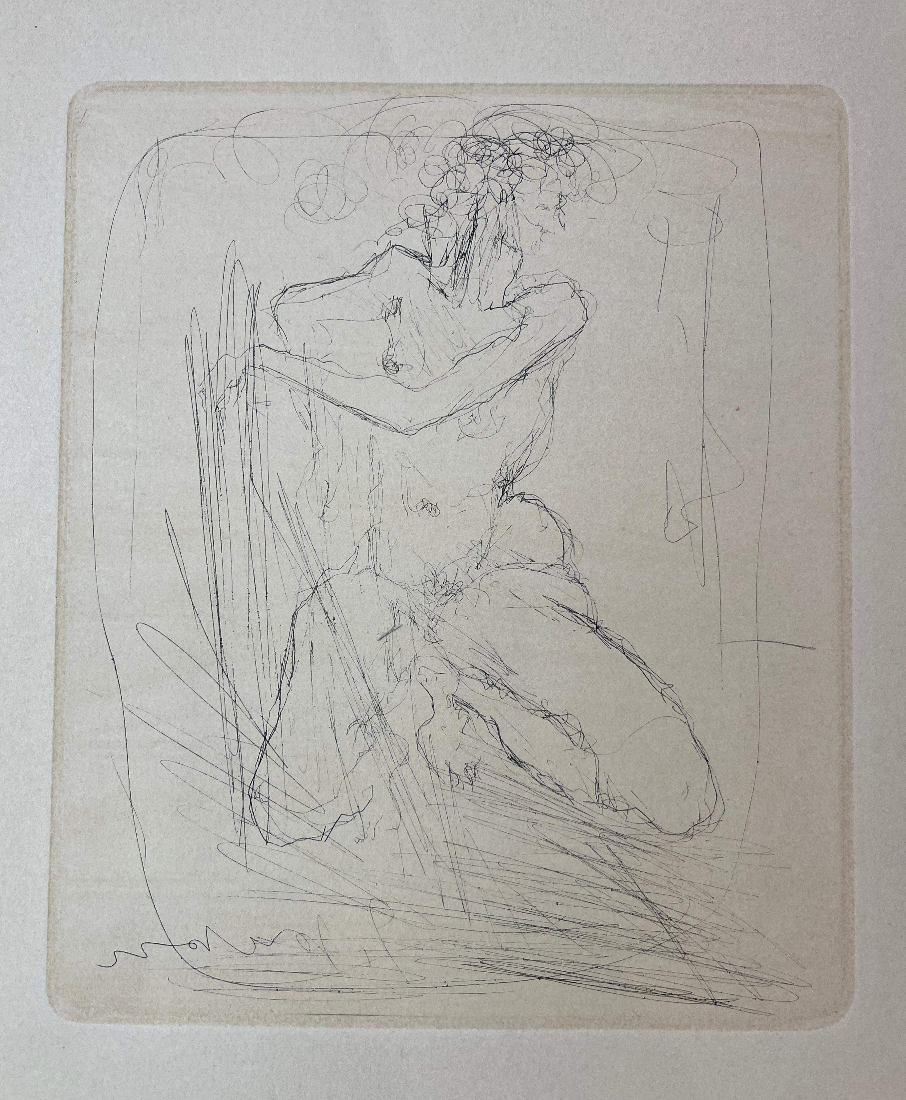 Lucio Fontana ( 1899 - 1968) - Nudo - eau-forte signée à la main - 1964