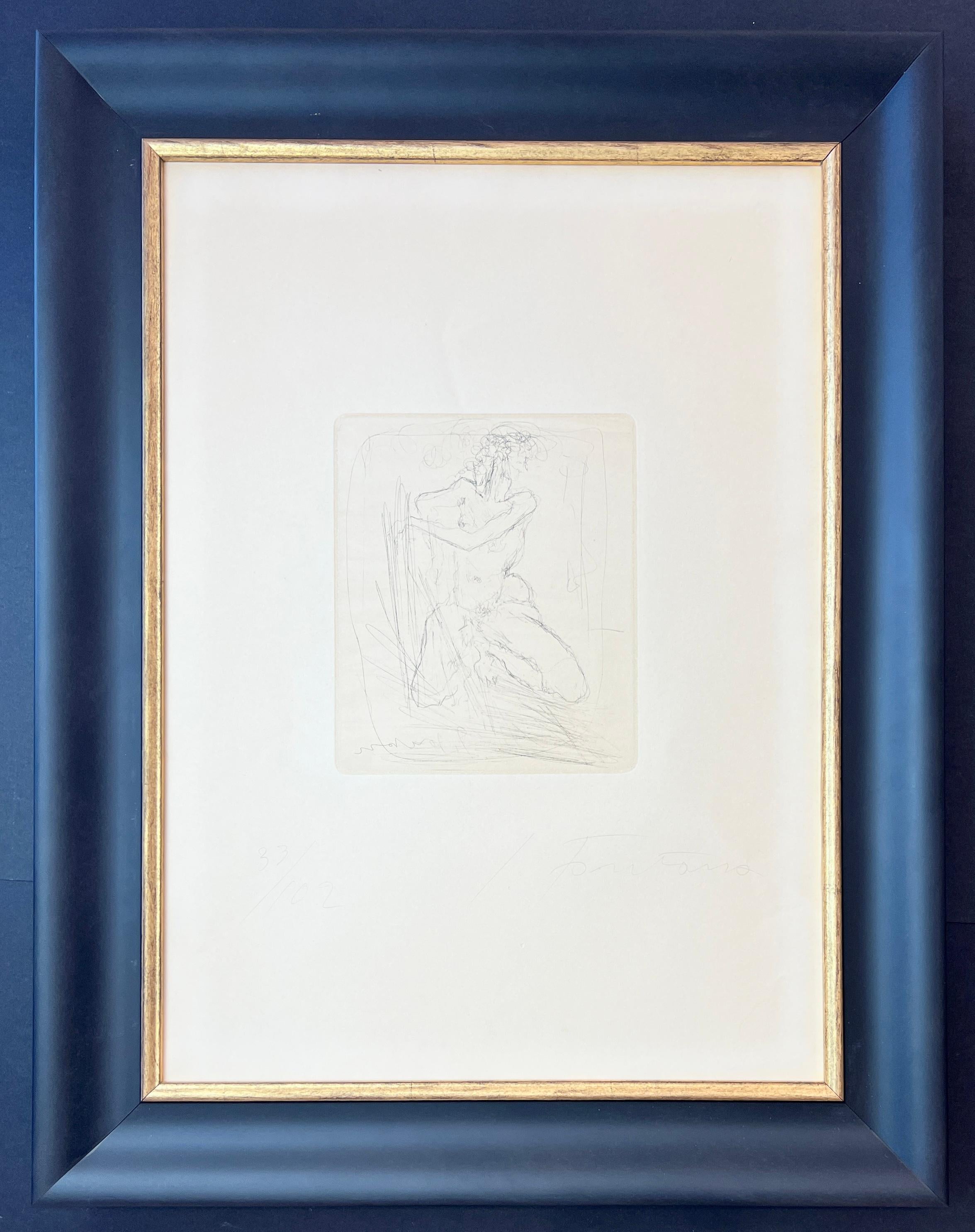 Lucio Fontana ( 1899 - 1968) - Nudo - handsignierte Radierung - 1964 im Angebot 1