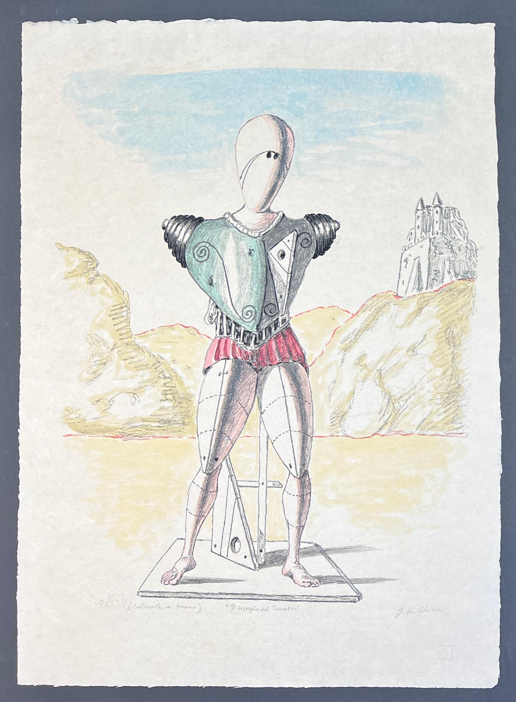 Giorgio de Chirico ( 1888 - 1978 ) - lithograph (hand-colored by artist ) - 1972 - Impressionist Print by Giorgio De Chirico