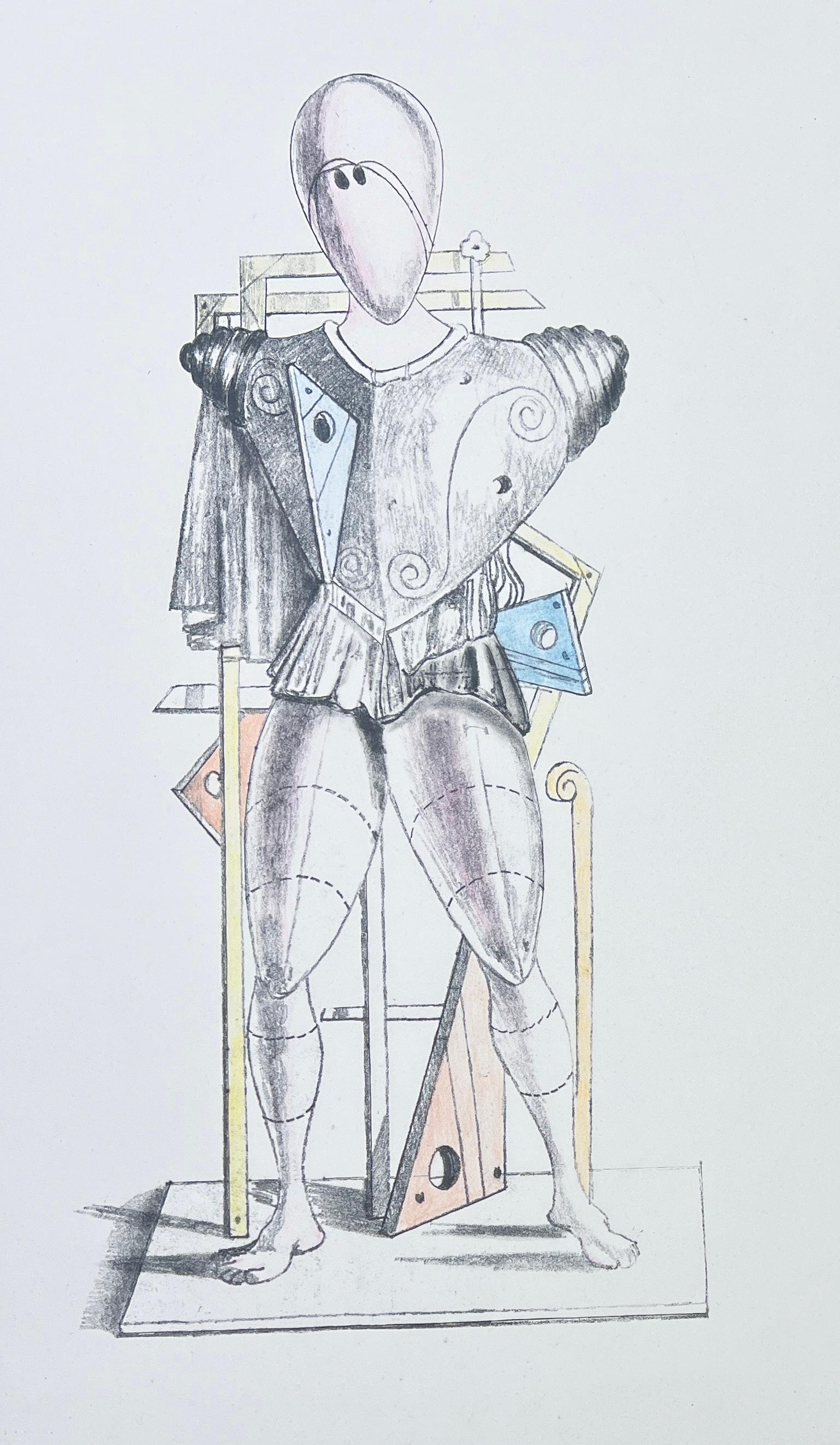 Giorgio de Chirico - etching, hand-colored by artist ( unique proof ) - 1974 - Surrealist Art by Giorgio De Chirico