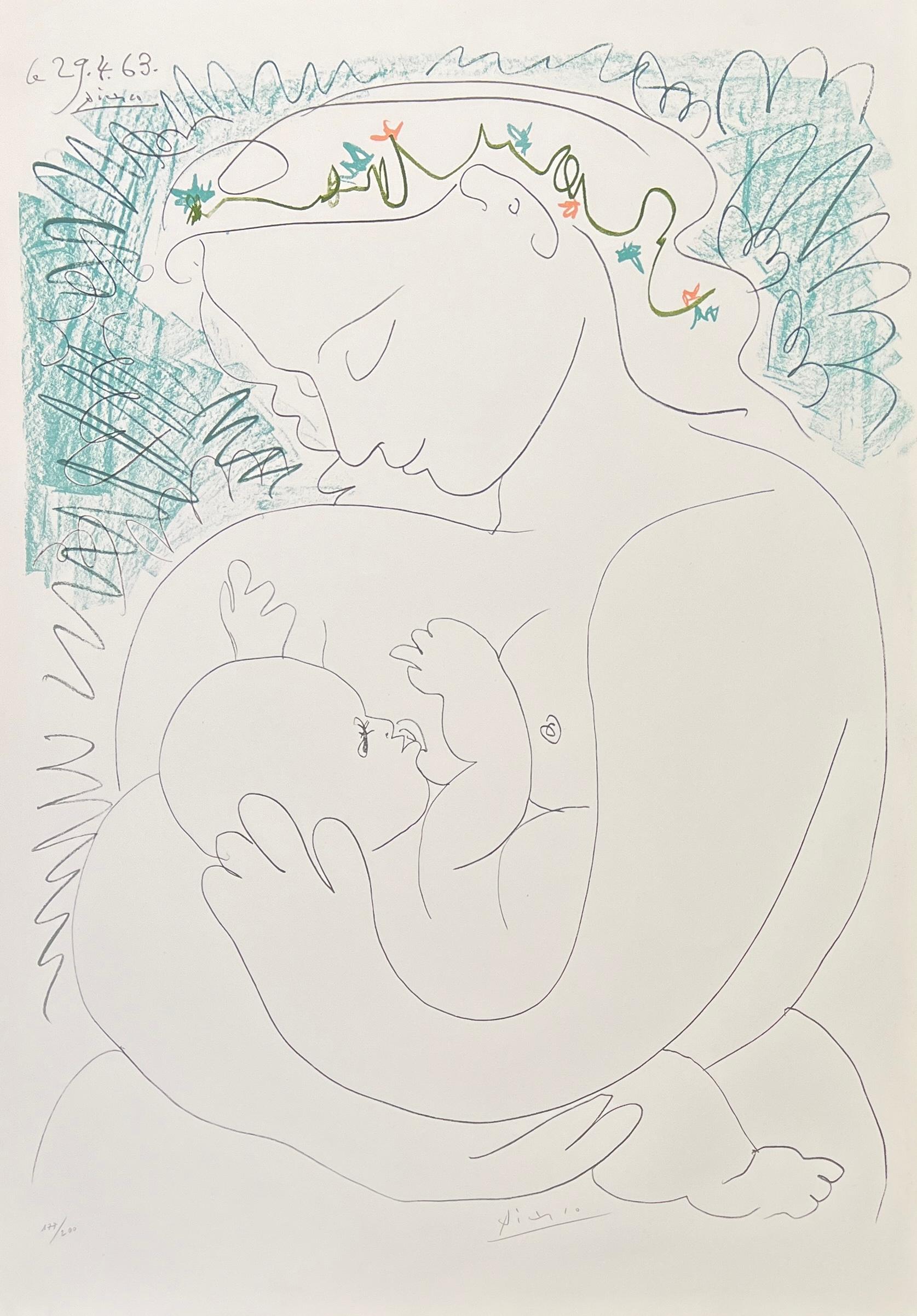 Pablo Picasso ( 1881 - 1973 ) - Lithographie en couleurs sur papier Arches - 1968 en vente 1