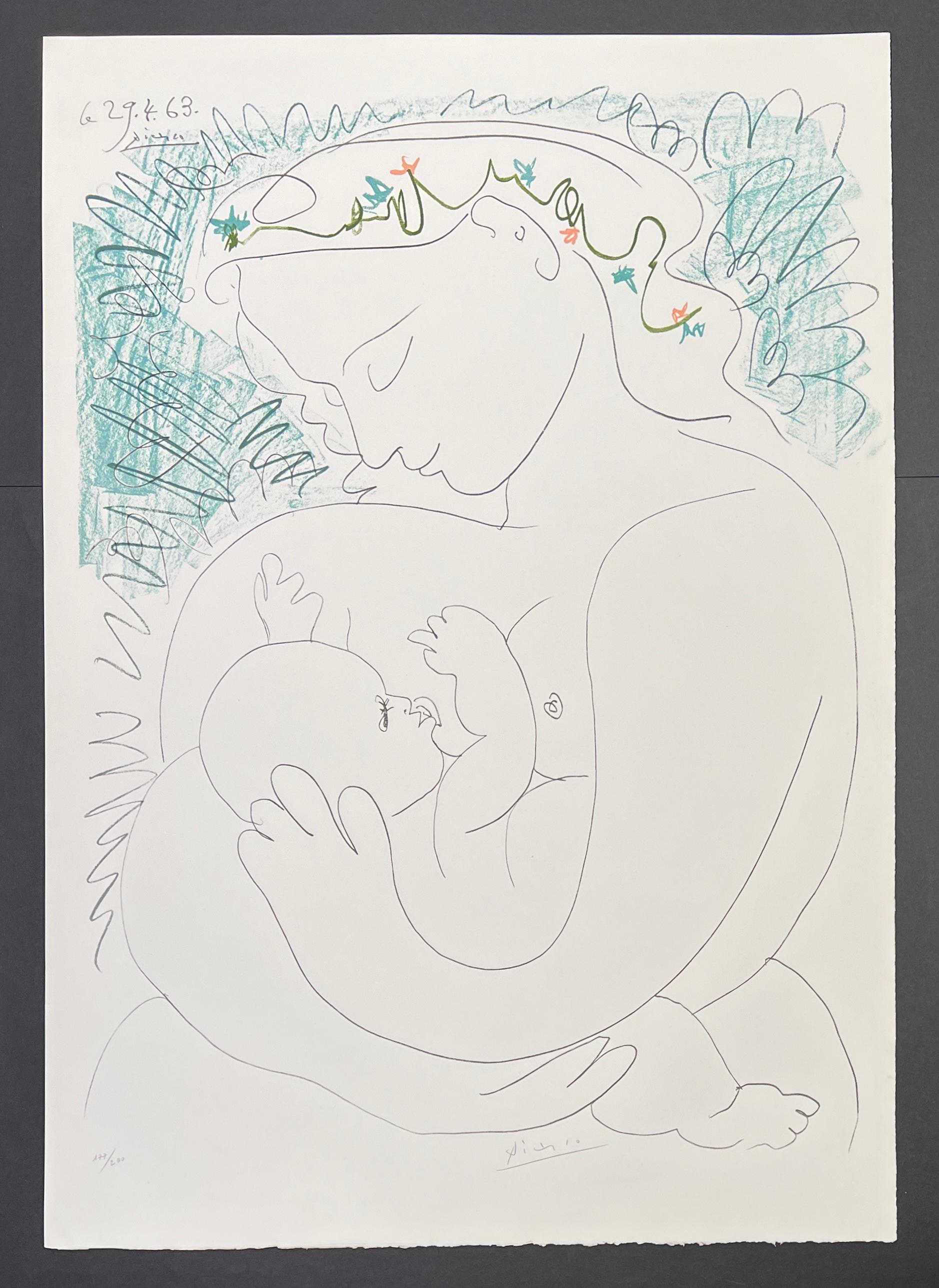 Pablo Picasso ( 1881 - 1973 ) - Lithographie en couleurs sur papier Arches - 1968 en vente 3