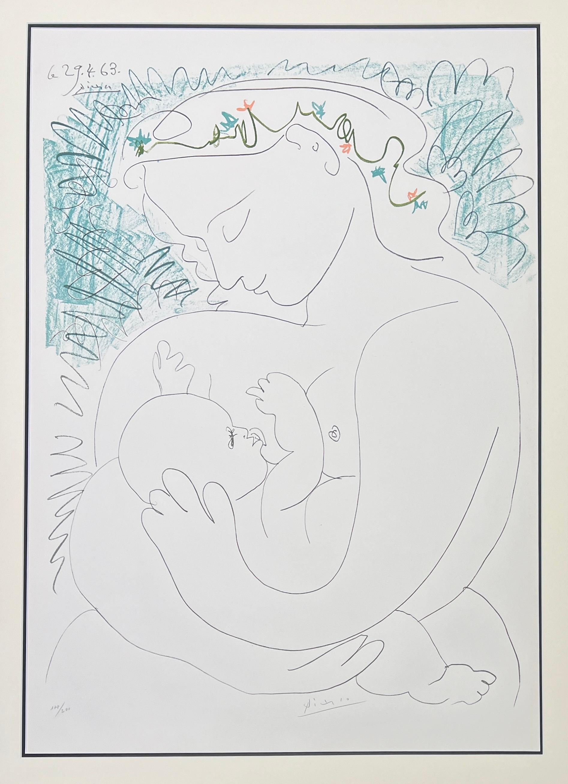 Pablo Picasso ( 1881 - 1973 ) - Lithographie en couleurs sur papier Arches - 1968 en vente 2