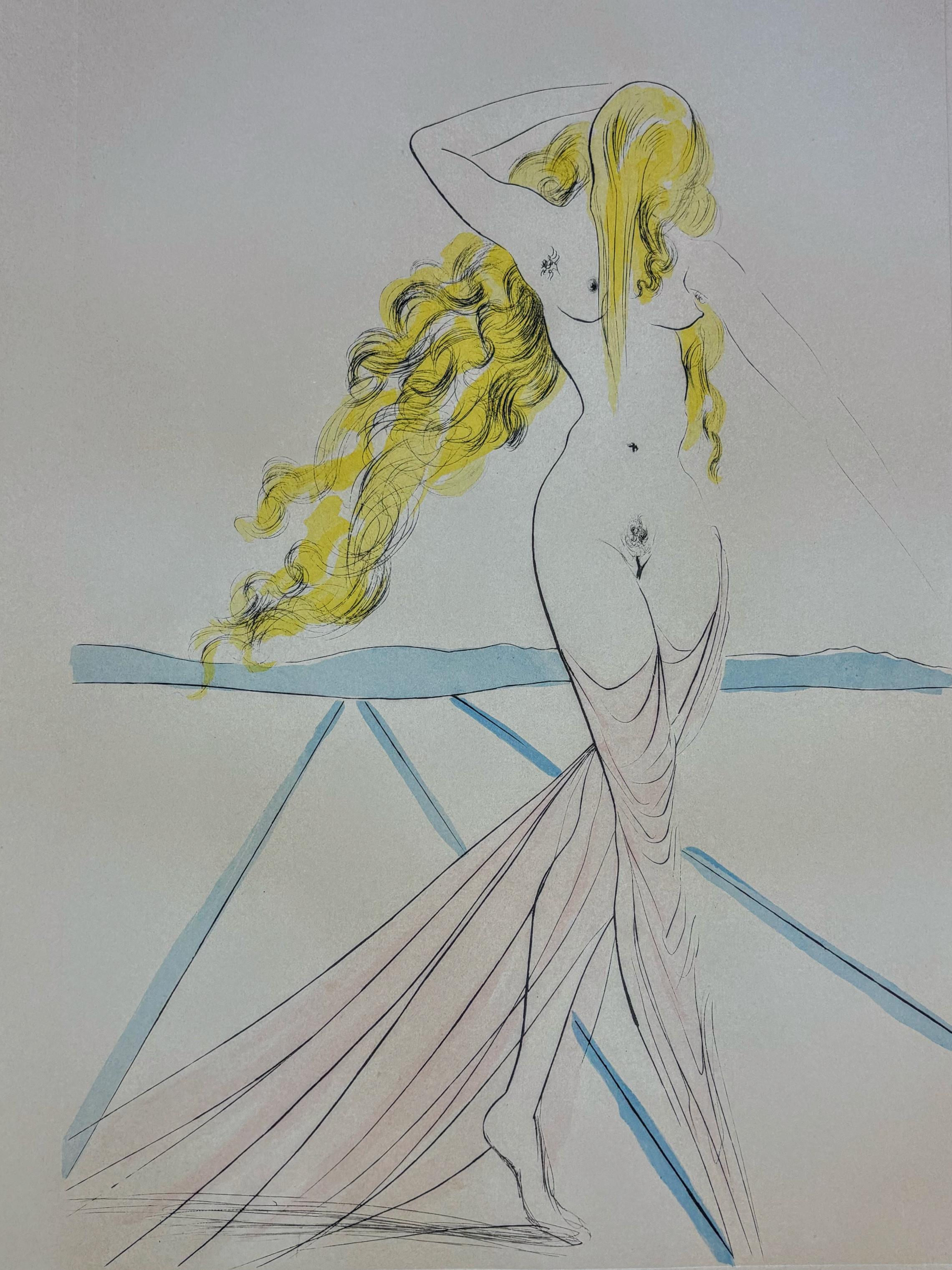 Salvador Dalí (1904-1989) - Venus (1974) - handaquarellierte Kaltnadelradierung 1