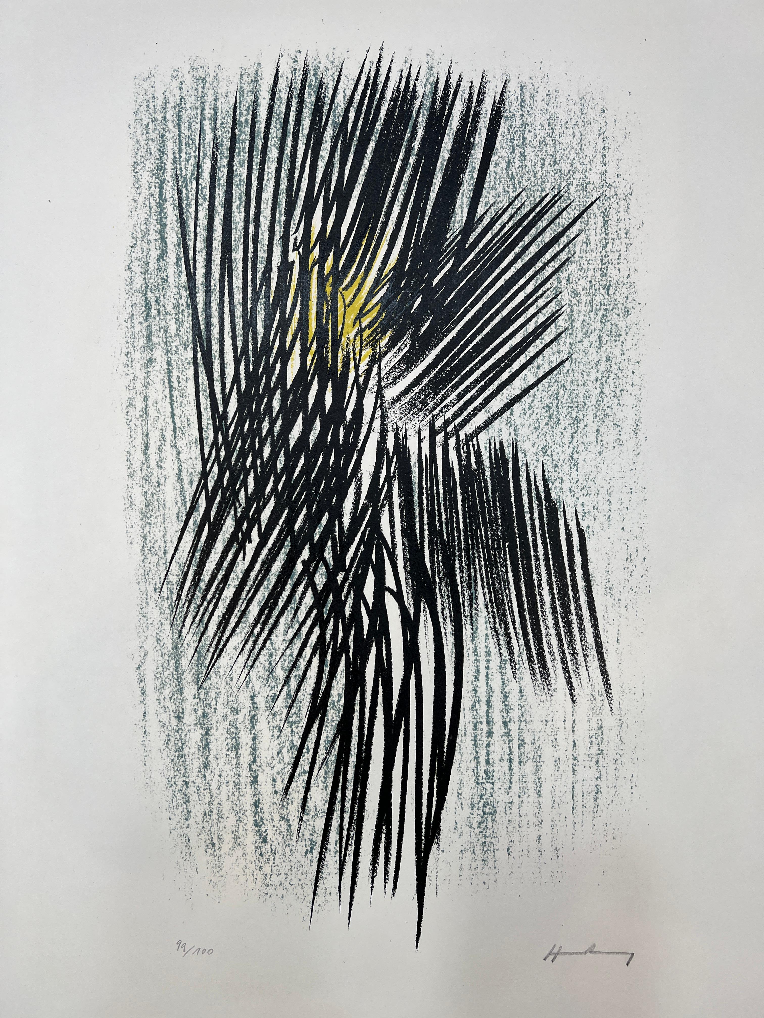 Hans Hartung (1904-1989) - L 22 - 1957 - Lithographie en couleur sur papier BFK Rives