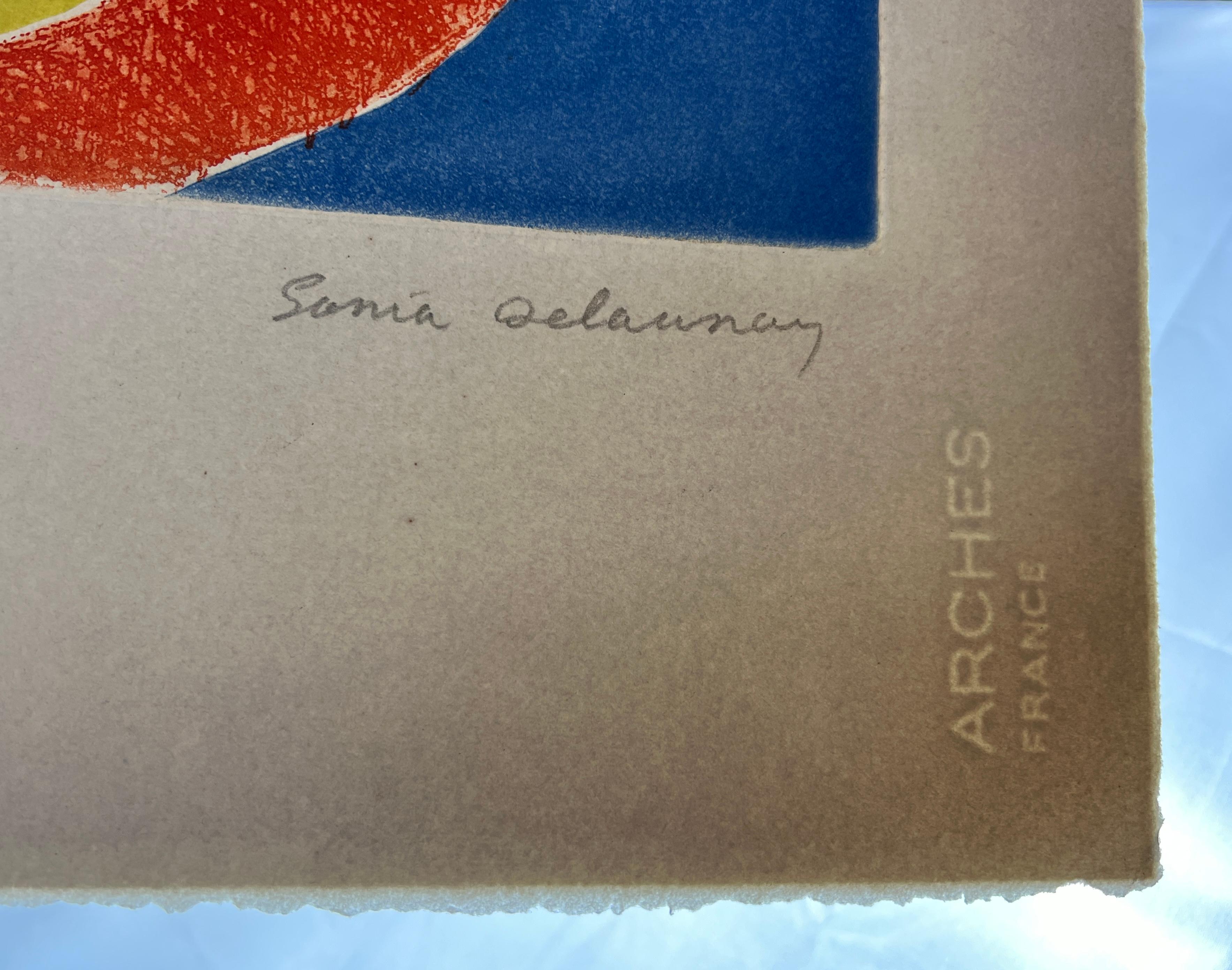Sonia Delaunay (1885-1979) - Aguafuerte y aguatinta sobre papel Arches firmado a mano en venta 5