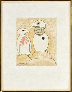 Max Ernst (1891–1976) – Oiseaux en Péril – Aquatint etching with collage – 1975