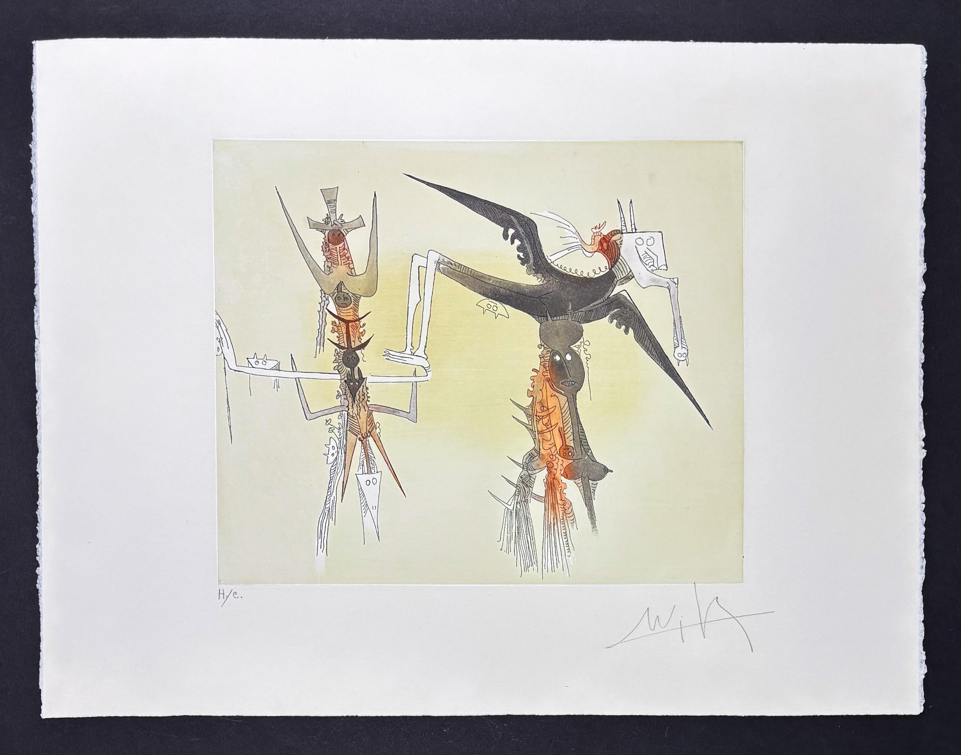 Wifredo Lam (1902 - 1982) - Ohne Titel - Aquatinta-Radierung auf Bogenpapier - 1979 im Angebot 1