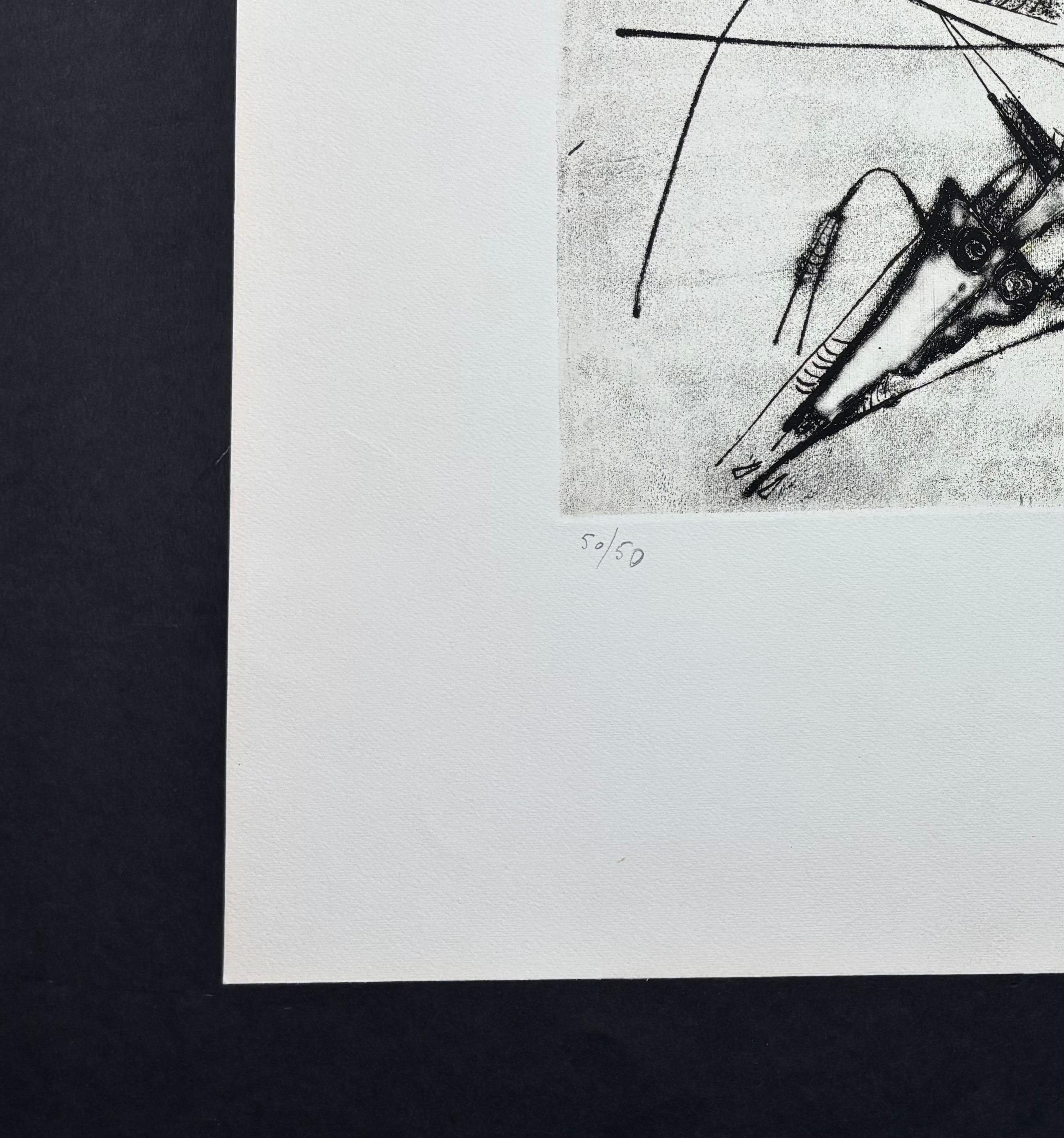 Wifredo Lam (1902 - 1982) - Tête de cheval - Farbige Aquatintaradierung - 1975 im Angebot 3