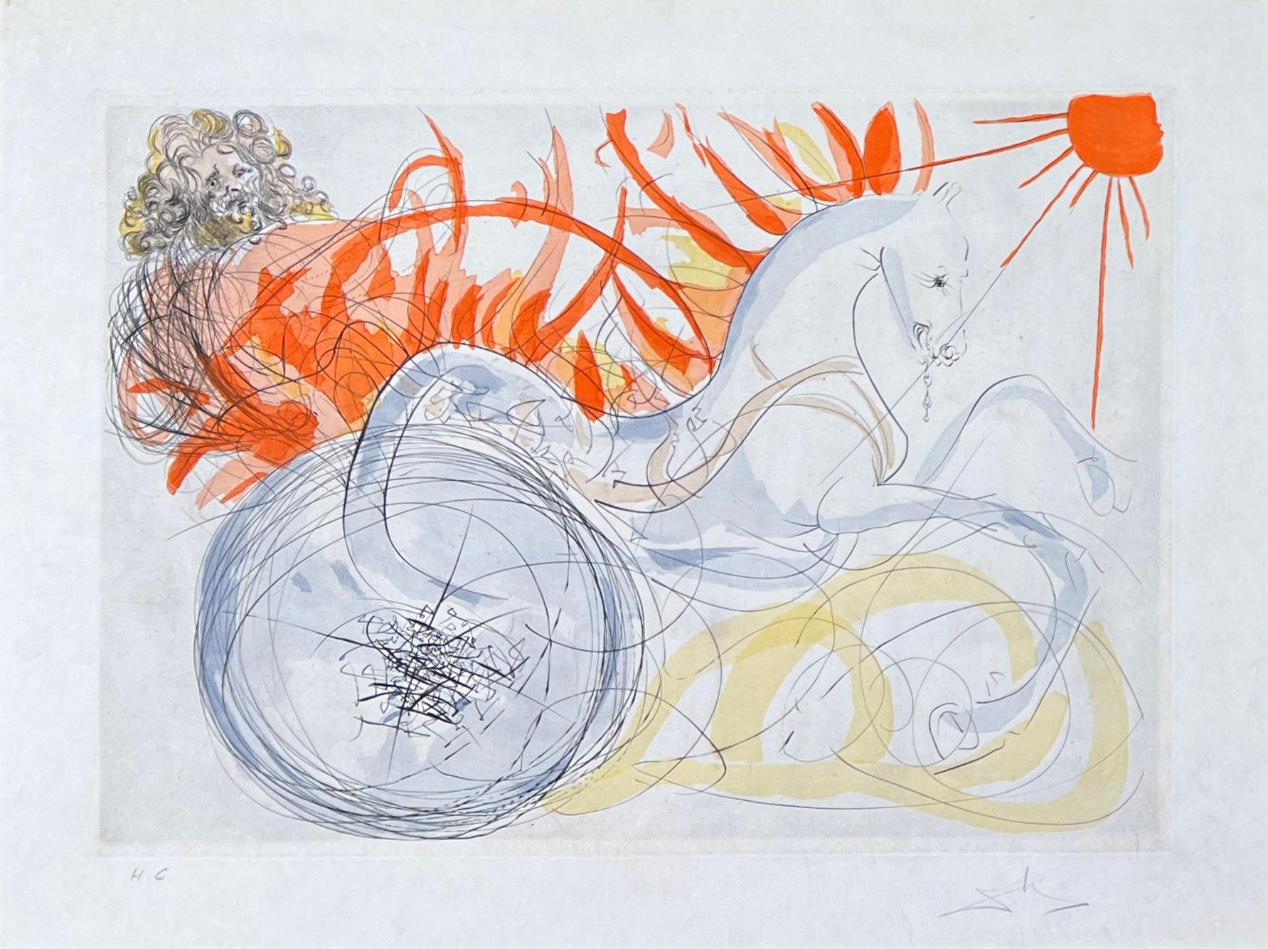 Salvador Dalí (1904-1989) - Elías - Aguafuerte en punta seca coloreado a mano - 1975 en venta 1