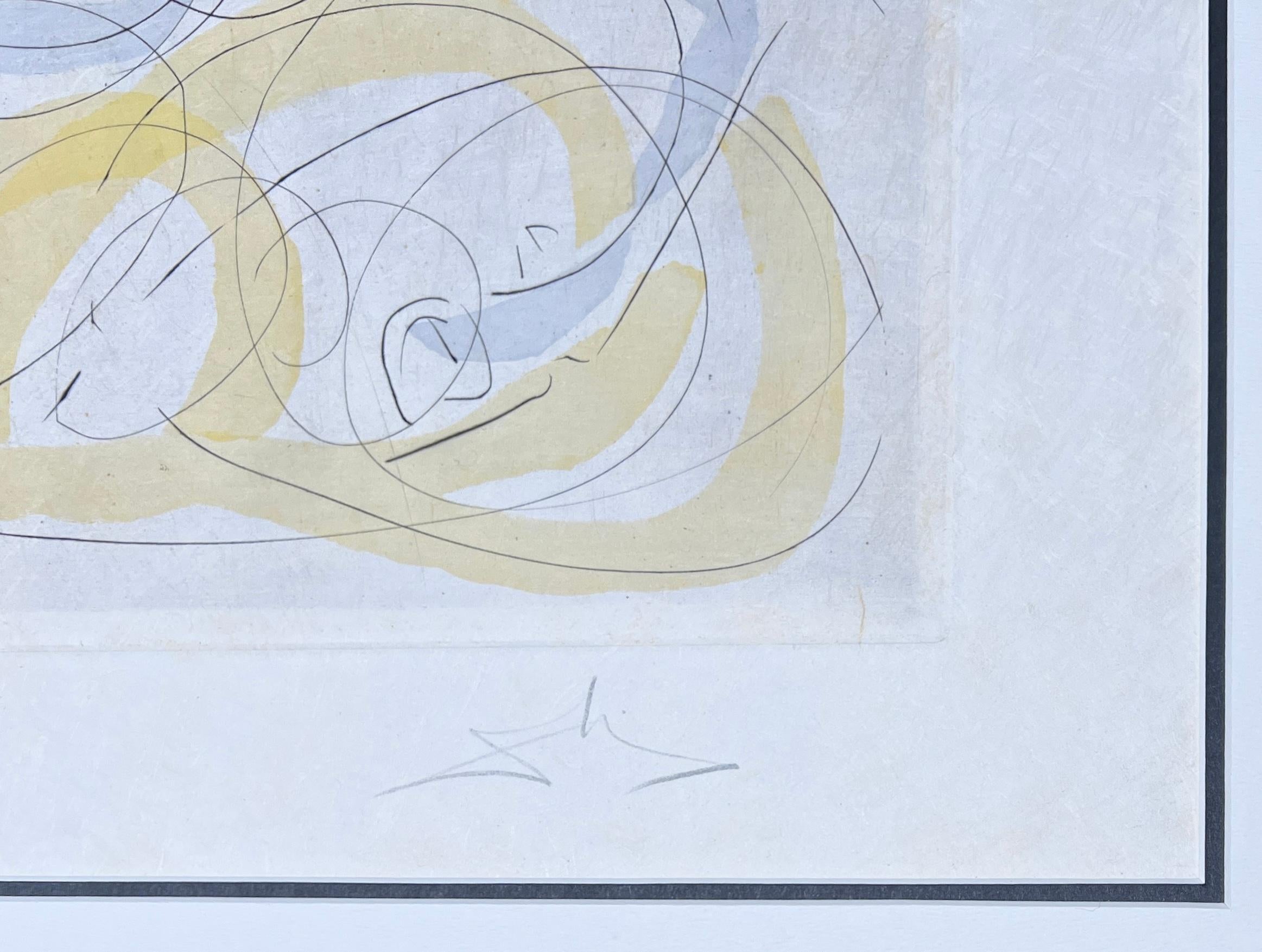 Salvador Dalí (1904-1989) - Elías - Aguafuerte en punta seca coloreado a mano - 1975 en venta 3