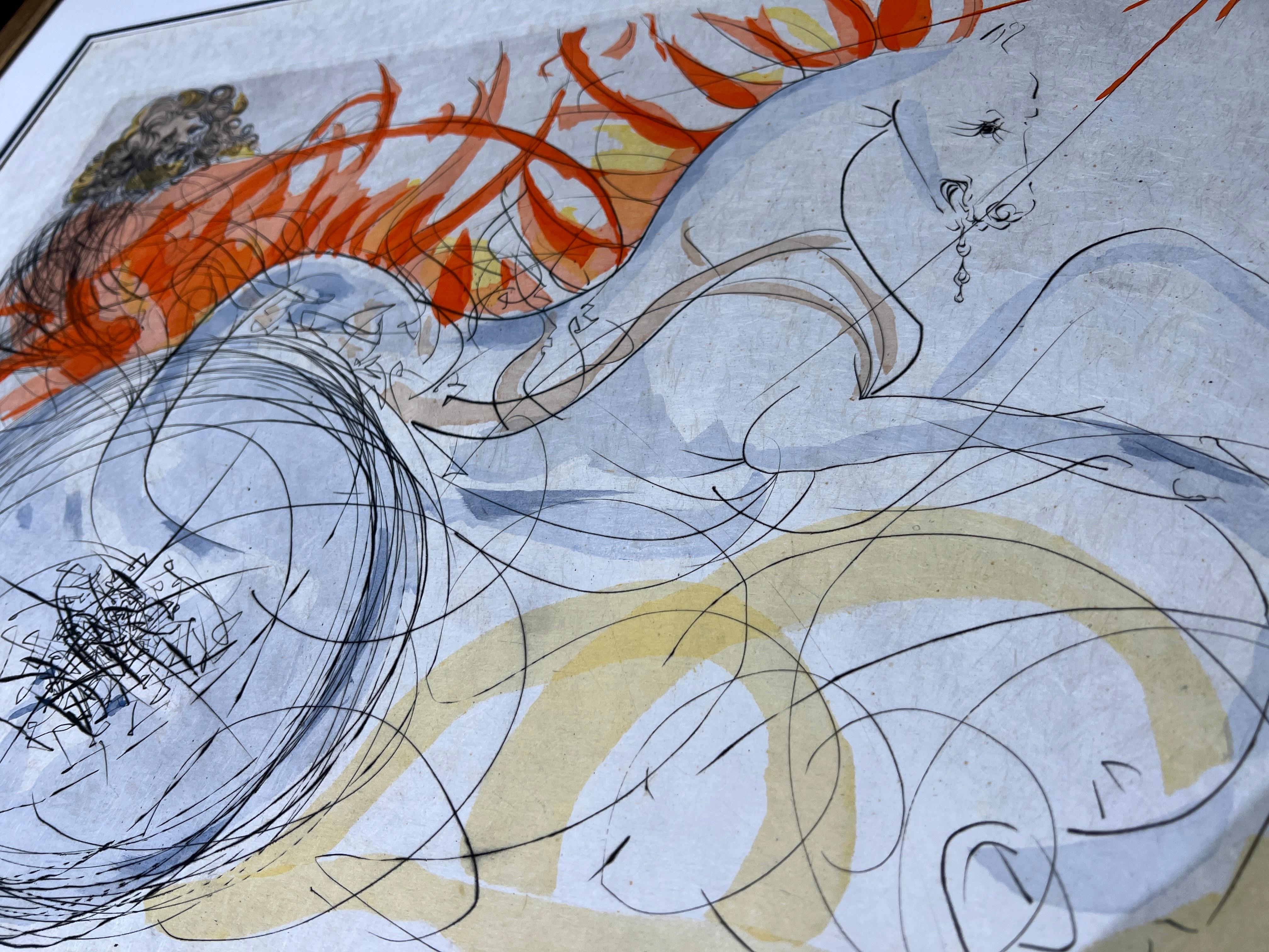 Salvador Dalí (1904-1989) - Elías - Aguafuerte en punta seca coloreado a mano - 1975 en venta 2