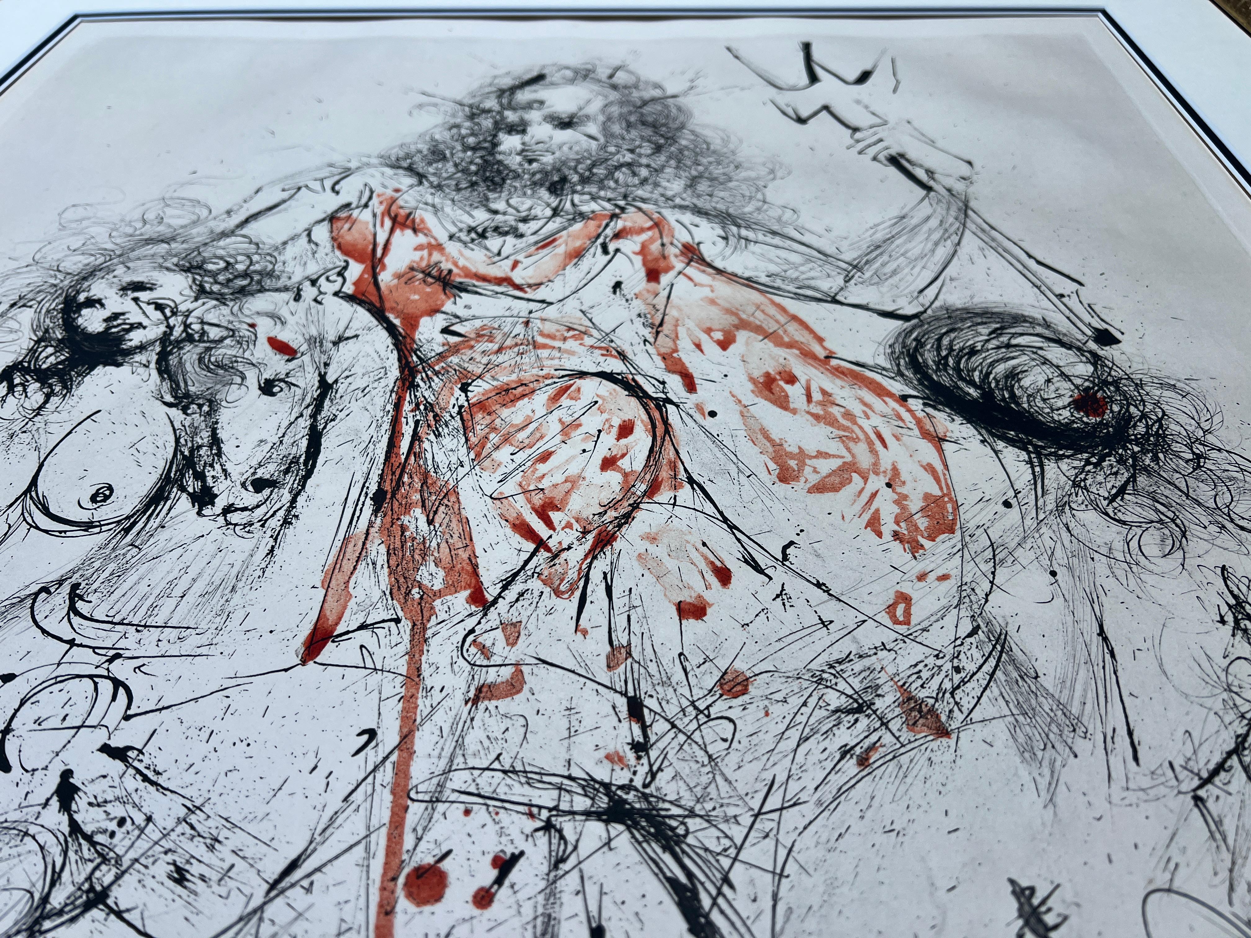 Salvador Dalì (1904 - 1989) - Poseidón - punta seca aguafuerte coloreado a mano en venta 2