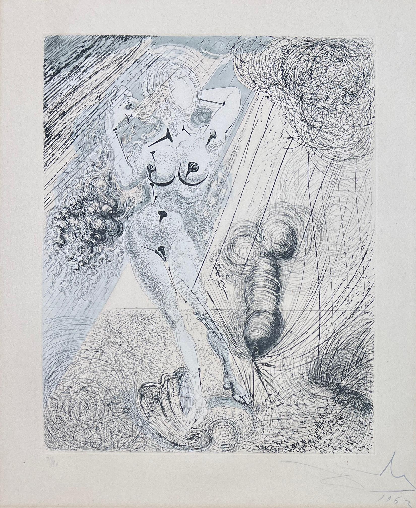 Salvador Dalì (1904-1989) - Afrodite - incisione in eliografia e puntasecca - Art Astratto di Salvador Dalí