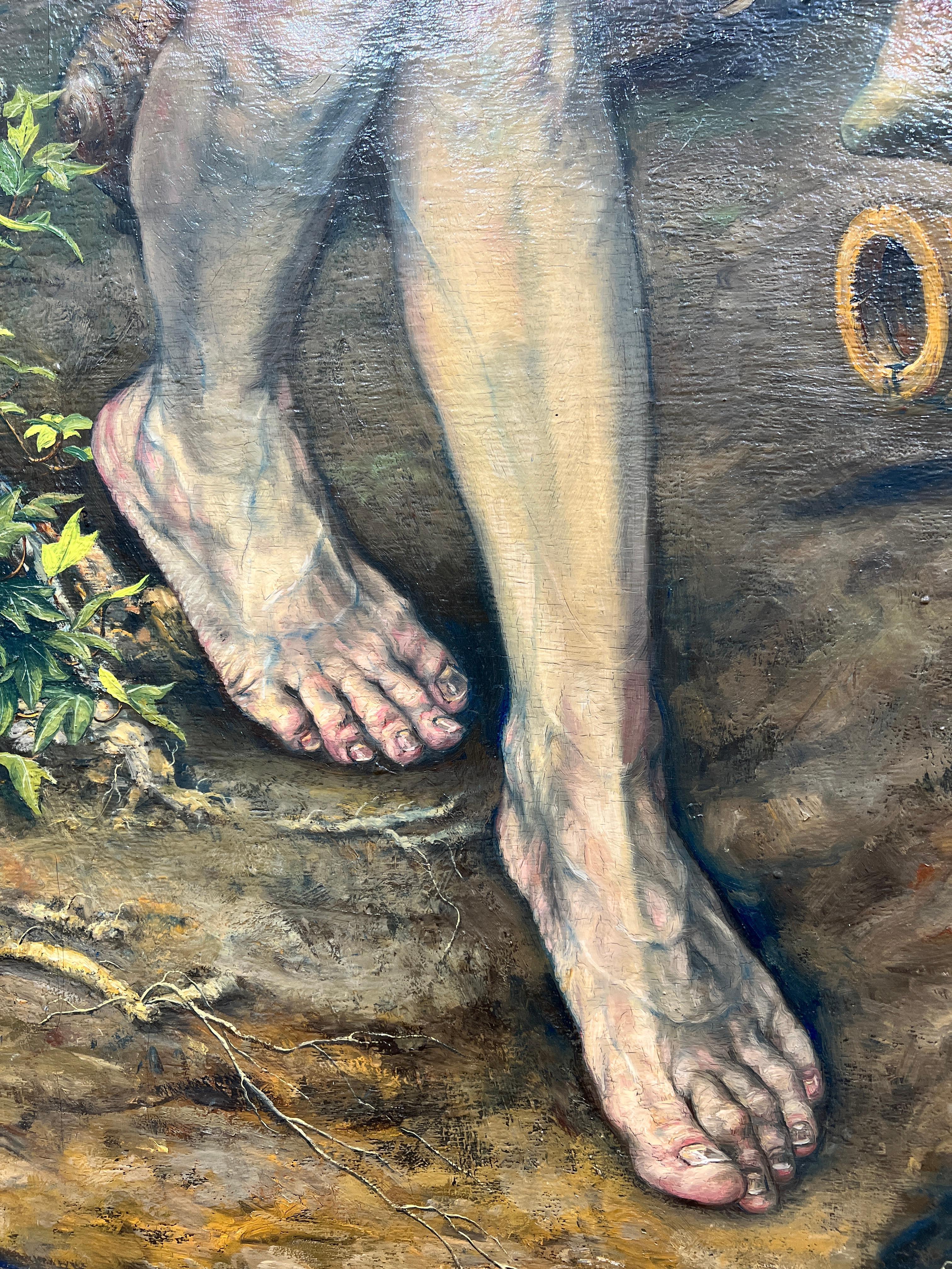 “Allégorie du trou noir”.

Oil on canvas, 2017.  
Unique work, in which the artist adopts a figurative language characterised by strong realism and references to the Renaissance.

Signed by the artist in lower right. 
Note: The work does not bear a