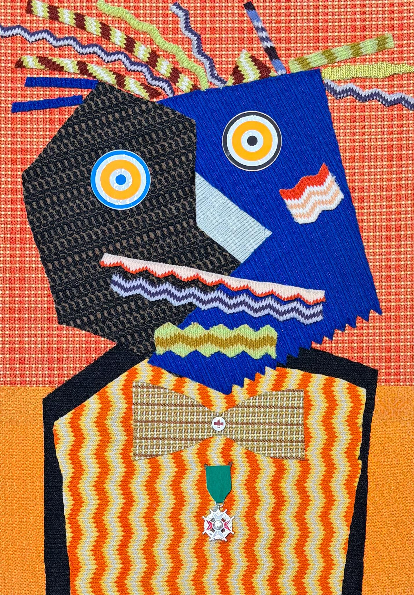 Enrico Baj (1924-2003) - MISTER DUPONT DE NEMOURS - Fabrice e collage su tavola in vendita 2