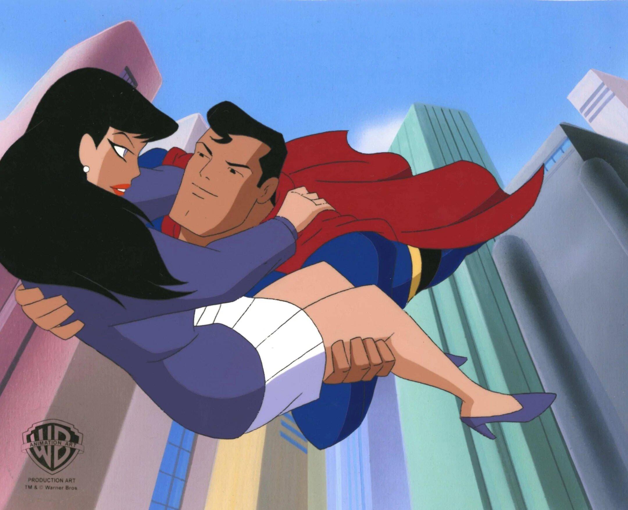 Superman the Animated Series Production Cel : Superman and Lois Lane - Art de Warner Bros. Studio Artists