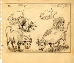 Vintage Ferdinand the Bull Storyboard Drawing