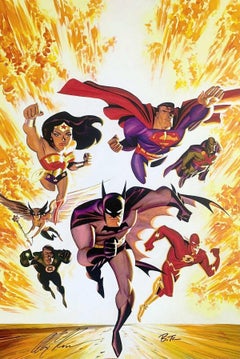 The New JLA signed by Alex Ross and Bruce Timm