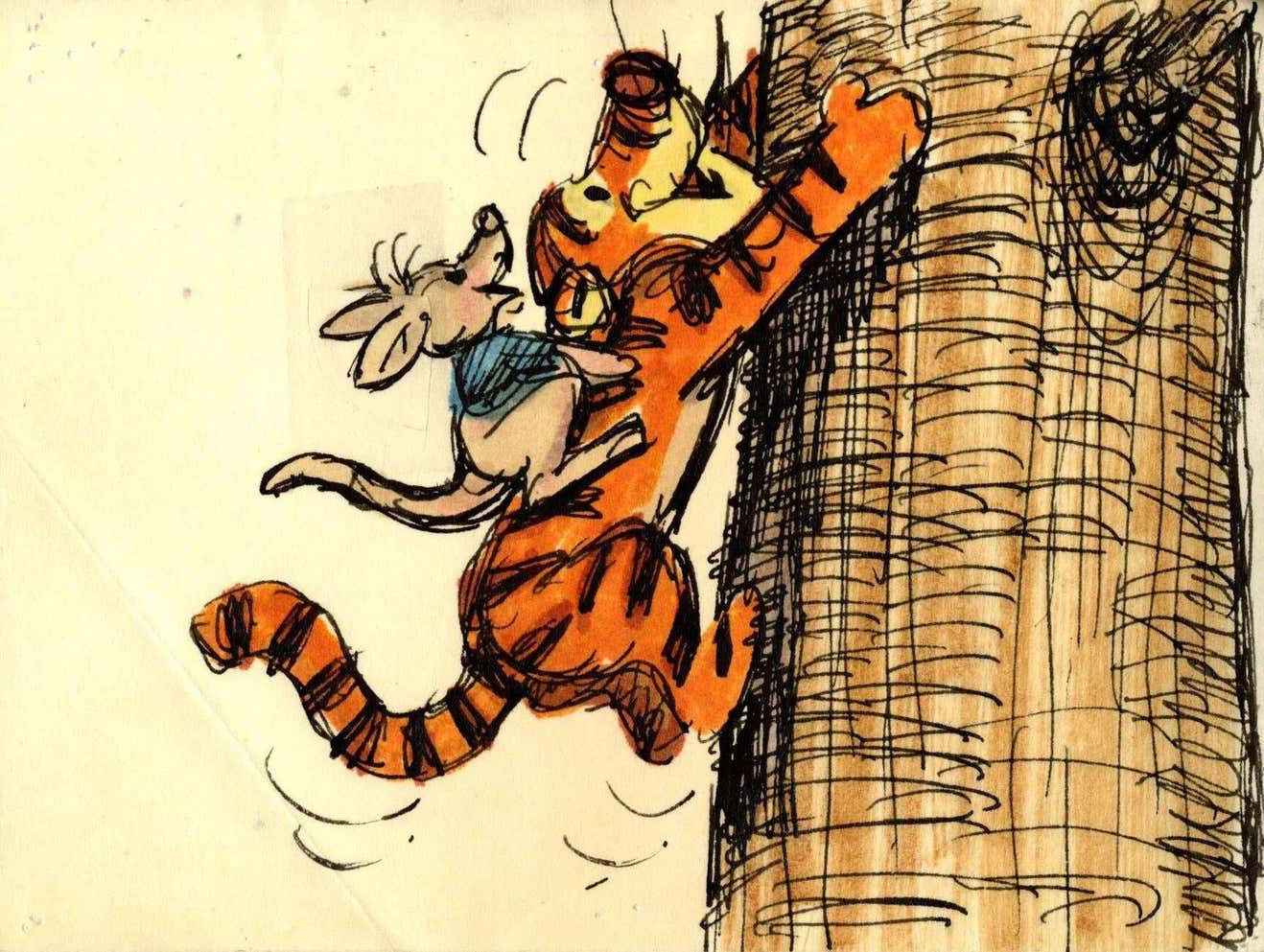 Tigger Roo Rabbit Walt Disney Studio Artists - Tigger and Roo Original Storyboard Drawing ...