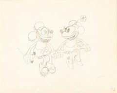 Vintage Touchdown Mickey Mickey and Minnie Mouse Original Production Drawing