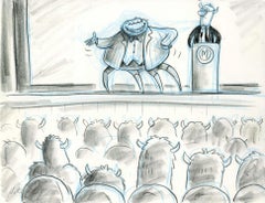 Monster's Inc Storyboard Drawing: Sully and Mike in Audience