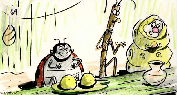 Jorgen Klubien - A Bug's Life Storyboard Drawing: Heimlich, Slim and ...