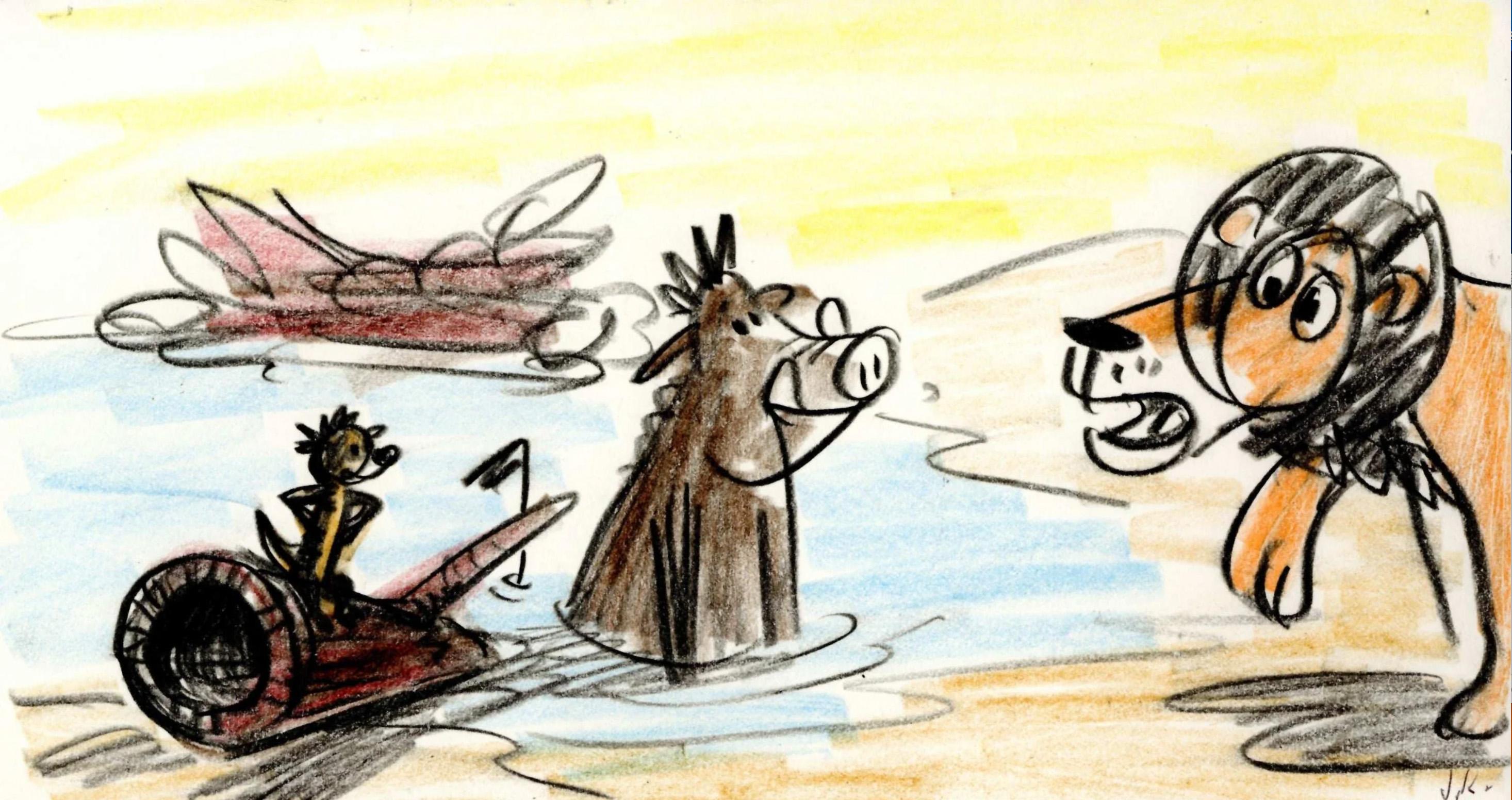 Lion King Storyboard: Timon, Pumba, and Scar - Art by Jorgen Klubien