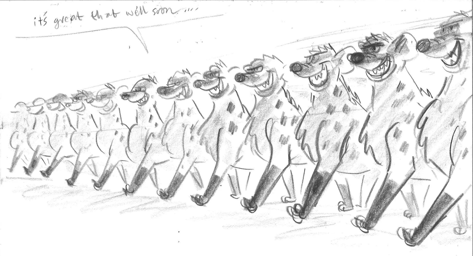 Lion King Storyboard: Hyena Pack - Art by Jorgen Klubien