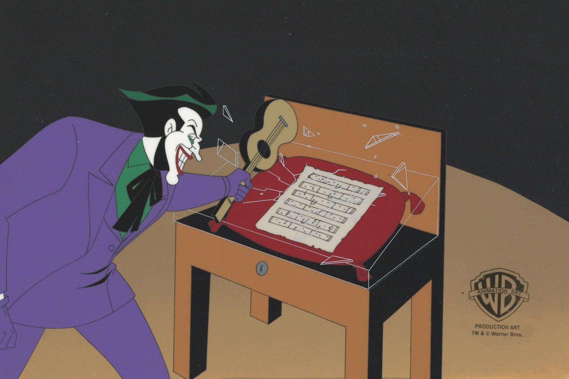 TNBA Original Production Cel On Original Background with Drawing: The Joker - Art by DC Comics Studio Artists