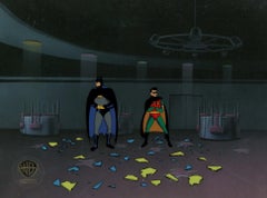 Vintage Batman Original Production Cel On Original Background: Batman and Robin
