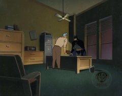 Batman Animated Series Production Cel, Original Background: Batman and Gordon