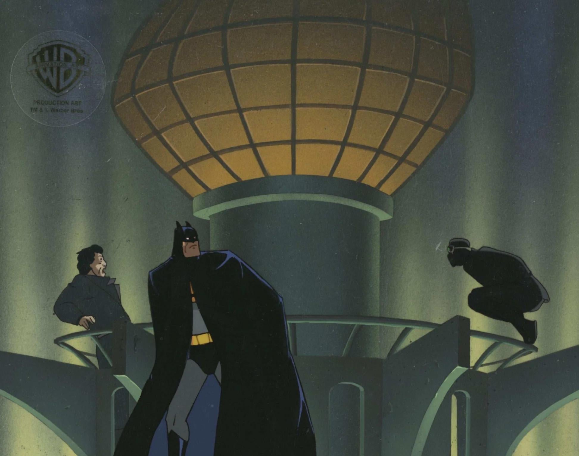 Batman Production Cel w/ Original Background: Batman, Twitch, Shadow Agent - Art by DC Comics Studio Artists