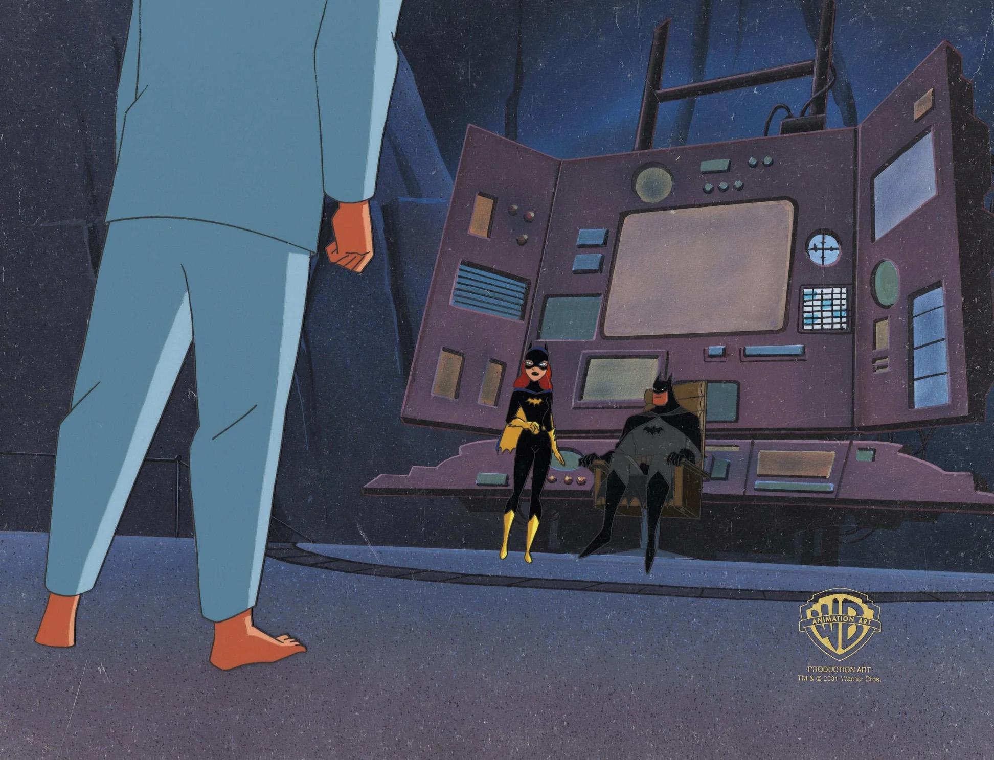 New Batman Adventures Production Cel on Original Background: Batgirl and Batman - Art by DC Comics Studio Artists